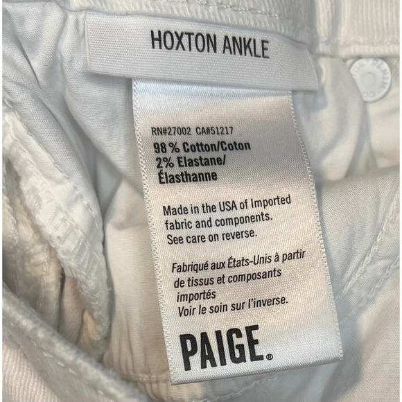 PAIGE Hoxton Ankle Jeans Destructed, Crisp White, Size 28 - Picture 8 of 8